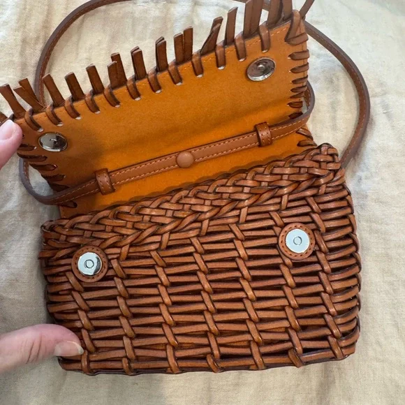 STAUD Tan Woven Leather Crossbody Bag - Picture 4 of 5